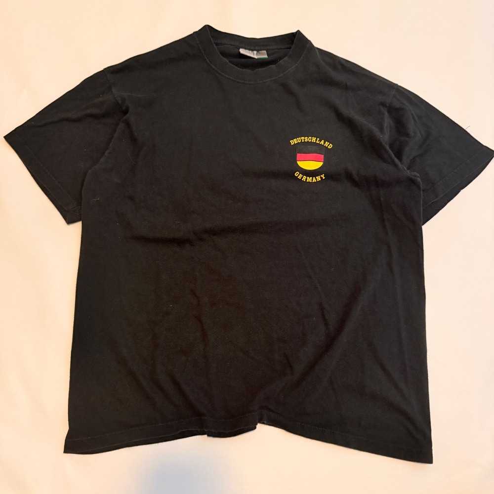 Promodoro T-Shirt Mens Large Black Deutschland Germany Flag Souvenir Tee